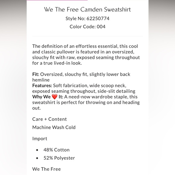 We the Free Camden Sweatshirt - Picture 5 of 7